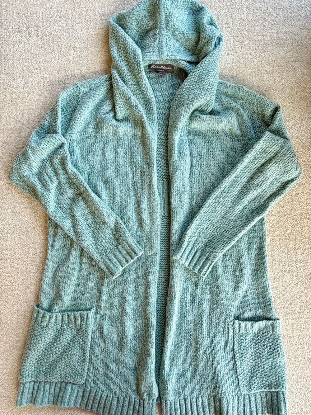 Eddie Bauer Women's Mint Green Hooded Open-Front Cardigan